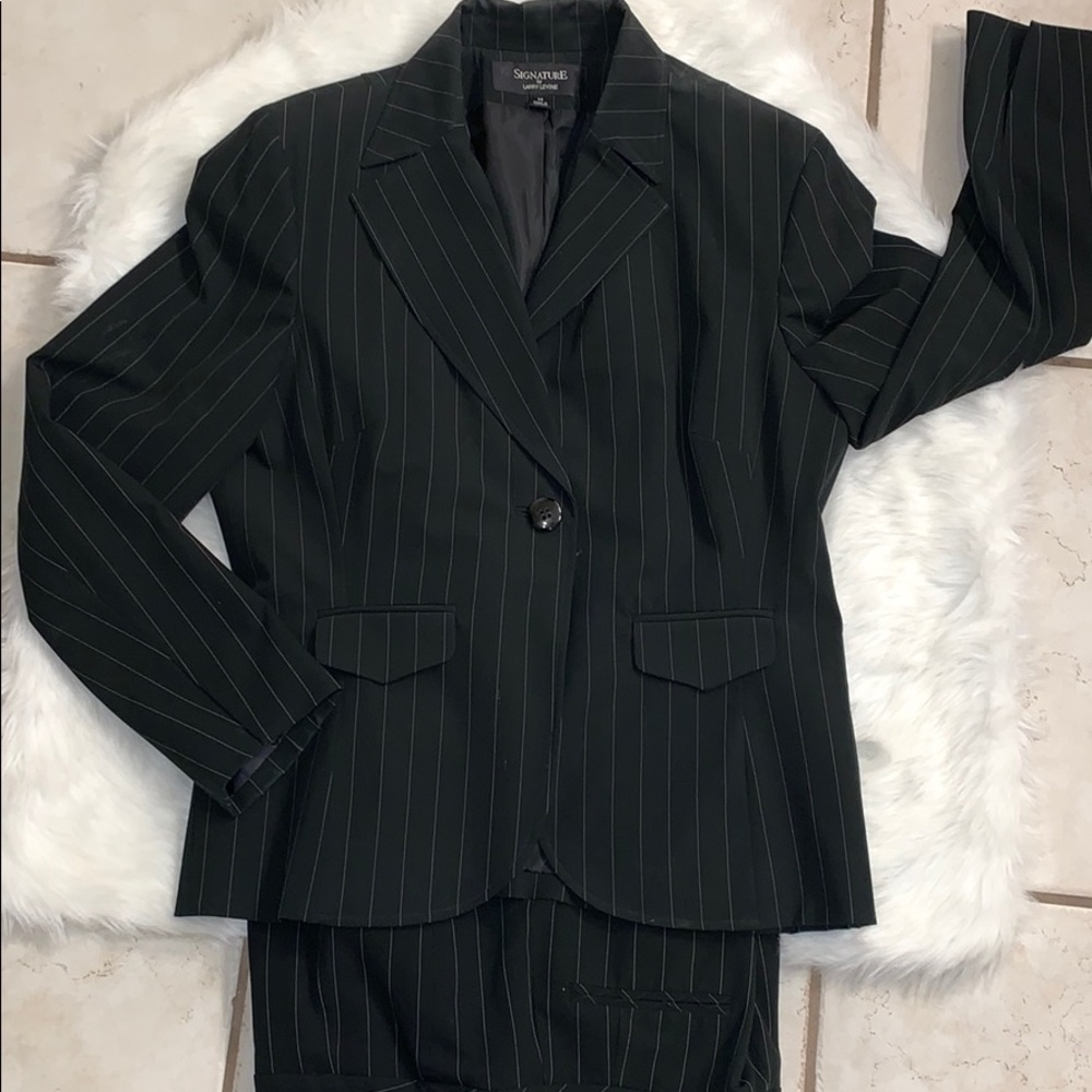 Black Striped Women Business Suit